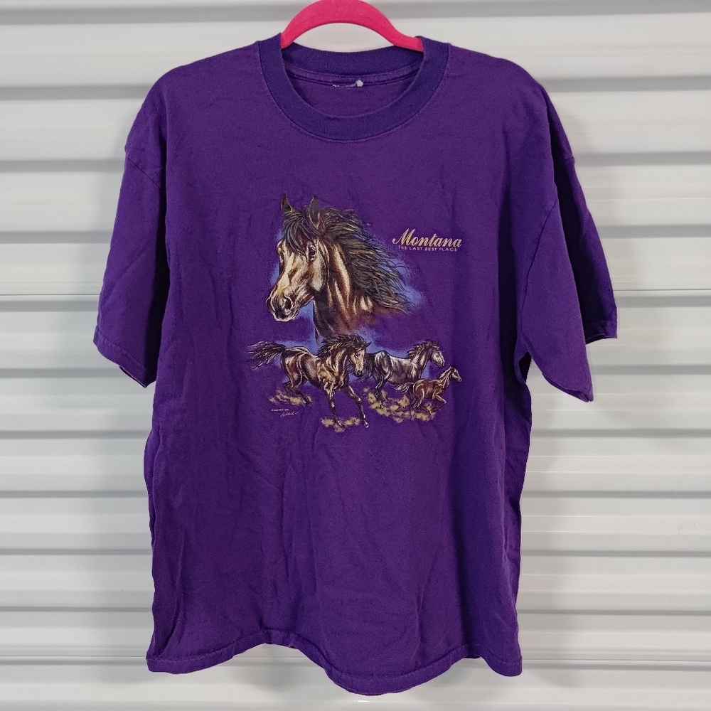 Vtg Wild West Montana The Last Best Place Crewneck Short Sleeve T-Shirt XL